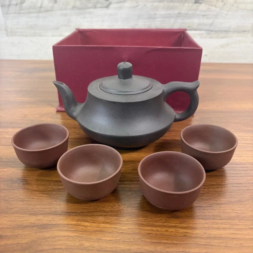 Vintage Chinese Yixing Zisha Teapot Reddish Brown Purple Clay Translation Marked